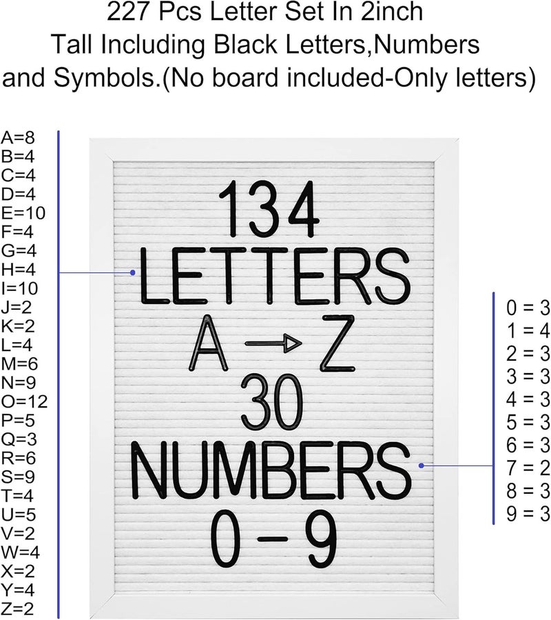 G GAMIT Felt Letter Board Letters Set - Pre-cut 227pcs 2 inch Tall Black Letters (No Board Included) - Image 2